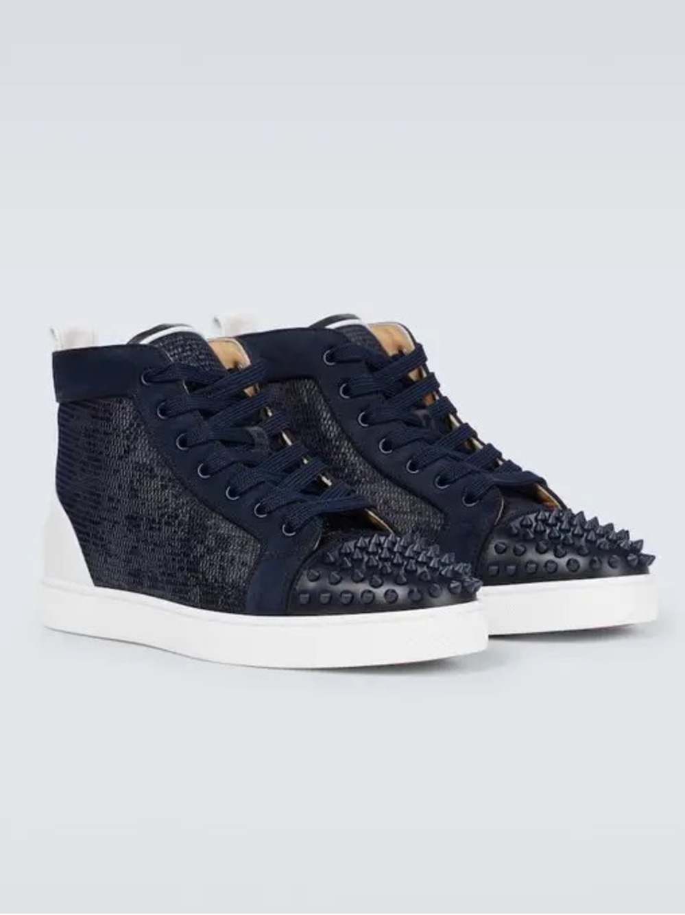 CHRISTIAN LOUBOUTIN Men's Louis Orlato Spike Mesh High-Top Sneakers